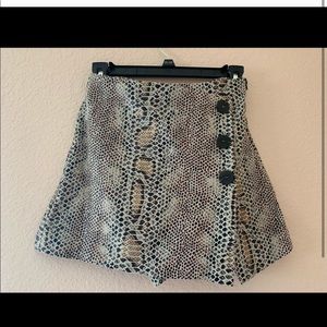 Snakeskin Skirt / Shorts with Asymmetrical Buttons